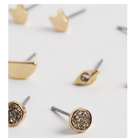 NWTs Torrid 9 Pairs! Geometric Stud Set Earrings Post Back Mix & Match Gold Tone - Picture 4 of 5